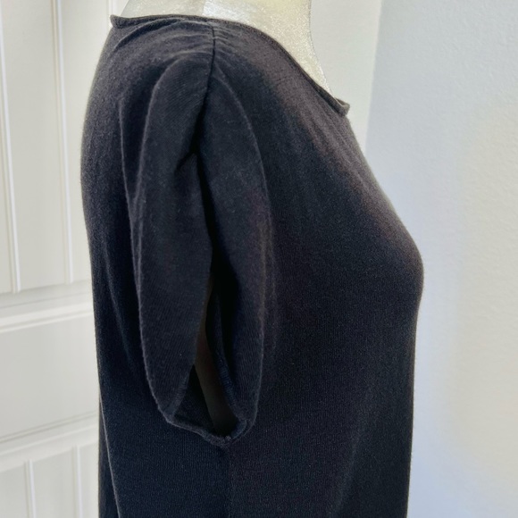 Talbots Black Short Ruched Cap Sleeve Elastic Waist Knit Sweater - Petite Size M - Picture 5 of 8